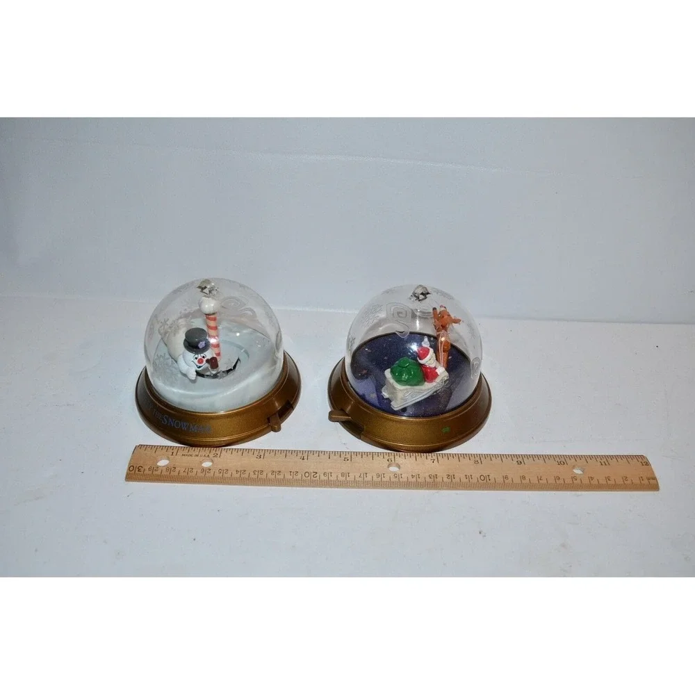 Vtg Blockbuster Frosty Snowman Santa Claus Christmas Whirl - Around set ornament